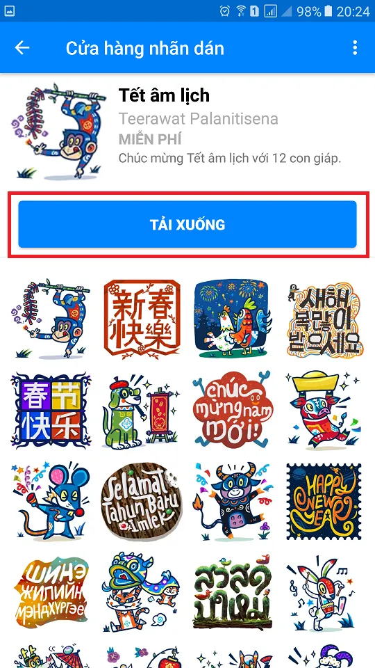 Hướng dẫn gửi tin nhắn chúc tết bằng sticker Facebook cực kì đáng yêu