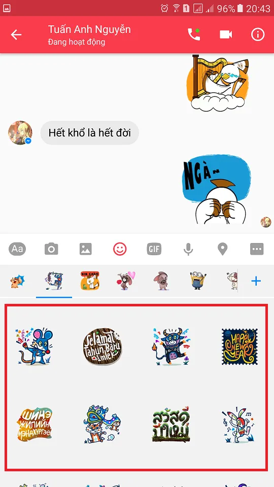 Hướng dẫn gửi tin nhắn chúc tết bằng sticker Facebook cực kì đáng yêu