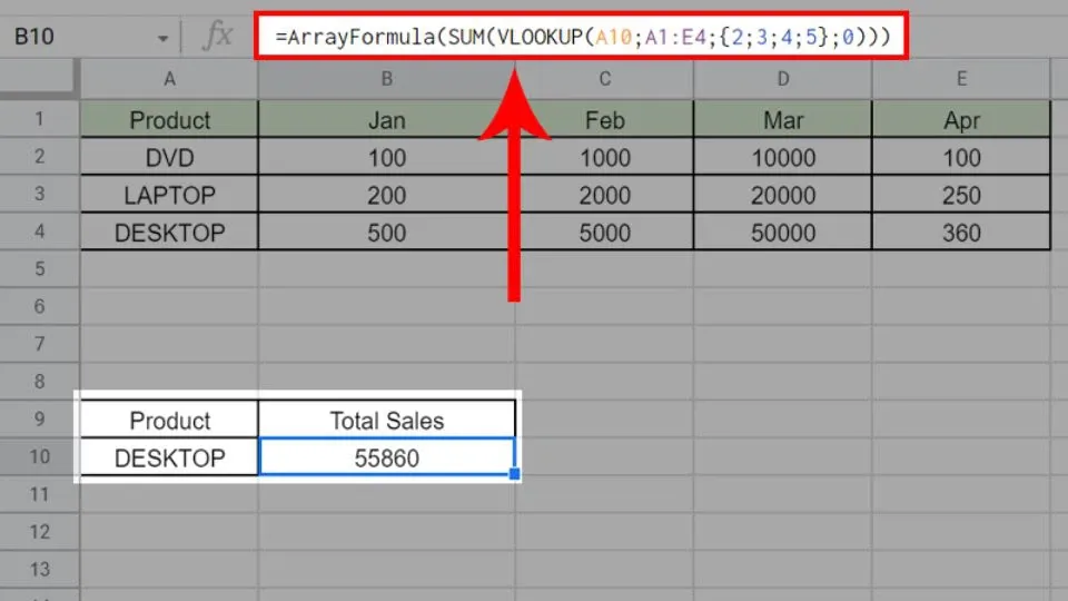 Hướng dẫn kết hợp SUM và VLOOKUP trong Google Sheet đơn giản, dễ hiểu nhất 2024