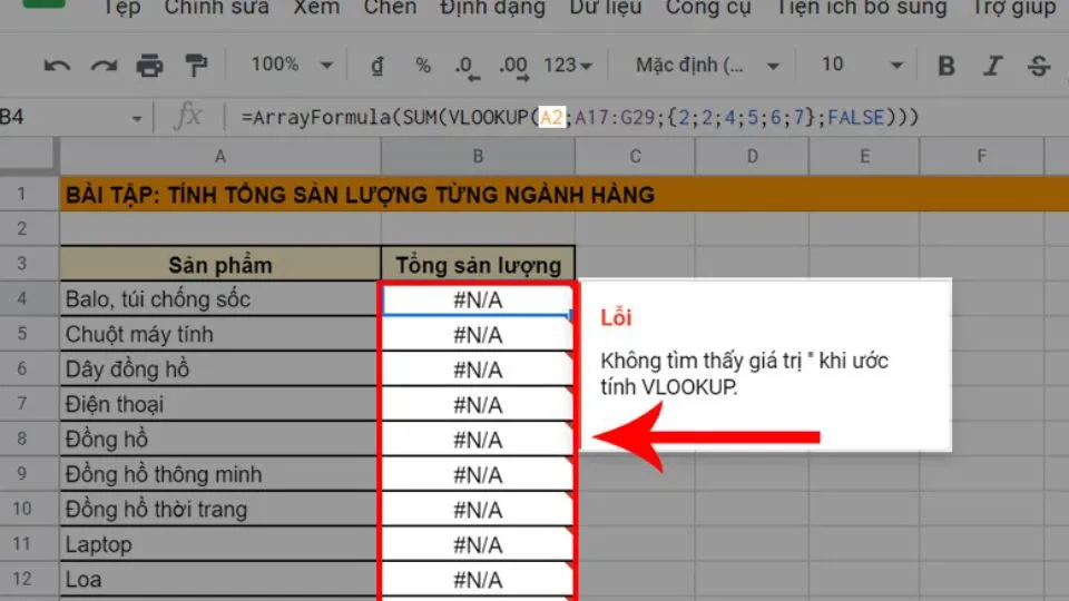 Hướng dẫn kết hợp SUM và VLOOKUP trong Google Sheet đơn giản, dễ hiểu nhất 2024