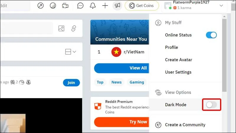 Hướng dẫn kích hoạt chế độ Dark Mode trên Reddit cực dễ