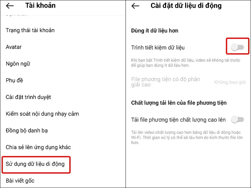 Hướng dẫn kích hoạt Trình tiết kiệm dữ liệu trong Instagram