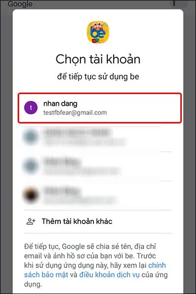 Hướng dẫn liên kết tài khoản Google với ứng dụng Be một cách nhanh chóng