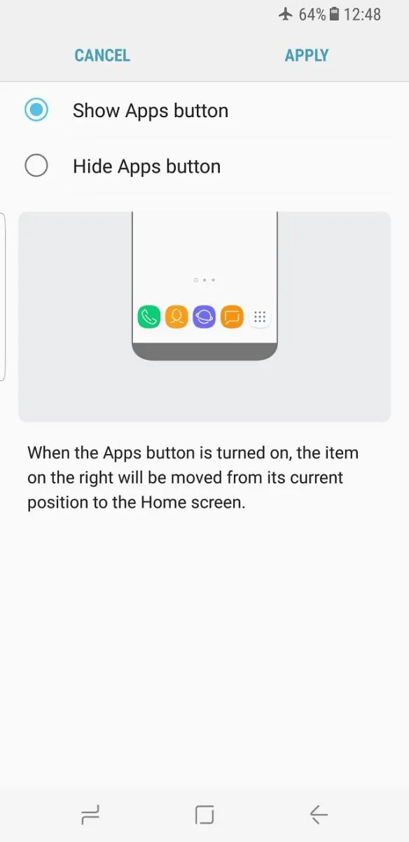 Hướng dẫn mang nút Apps trên Galaxy S8 trở lại