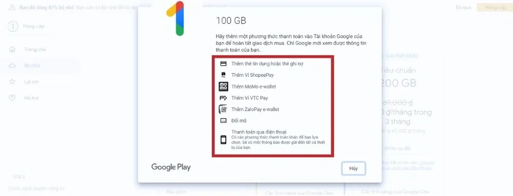 Hướng dẫn mua dung lượng Google Drive nhanh chóng chỉ với vài thao tác đơn giản