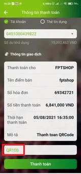 Hướng dẫn mua hàng giảm giá 100.000 đồng tại FPT Shop khi thanh toán qua VNPAY-QR