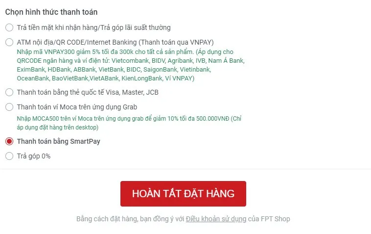 Hướng dẫn mua hàng giảm giá tới 200.000 đồng tại FPT Shop qua ứng dụng SmartPay