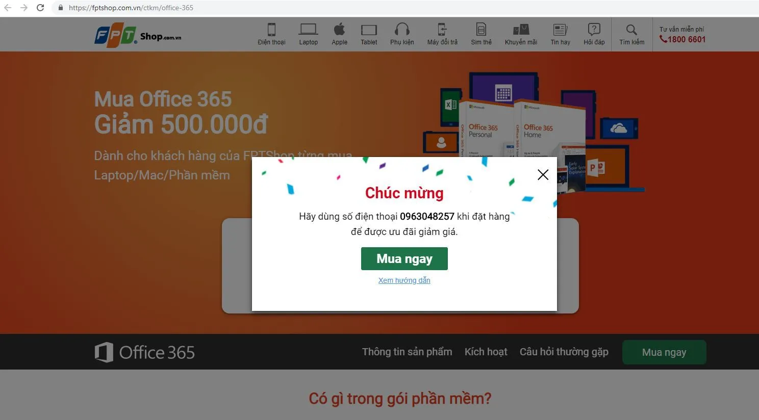 Hướng dẫn mua Office 365 giảm giá cho khách hàng cũ tại FPT Shop