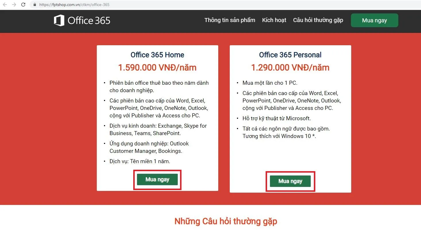 Hướng dẫn mua Office 365 giảm giá cho khách hàng cũ tại FPT Shop