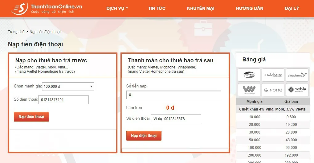 Hướng dẫn nạp thẻ điện thoại online dễ nhất