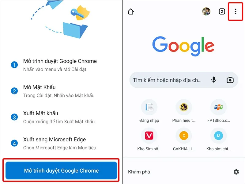 Hướng dẫn nhập mật khẩu Microsoft Edge từ trình duyệt Chrome trên điện thoại cực dễ