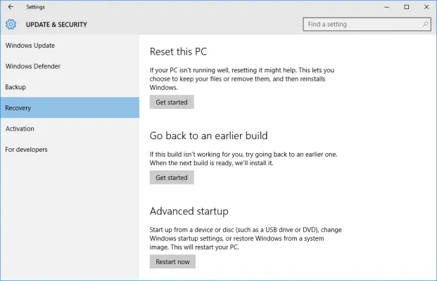 Hướng dẫn reset Windows 10