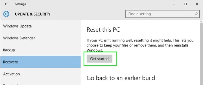 Hướng dẫn reset Windows 10