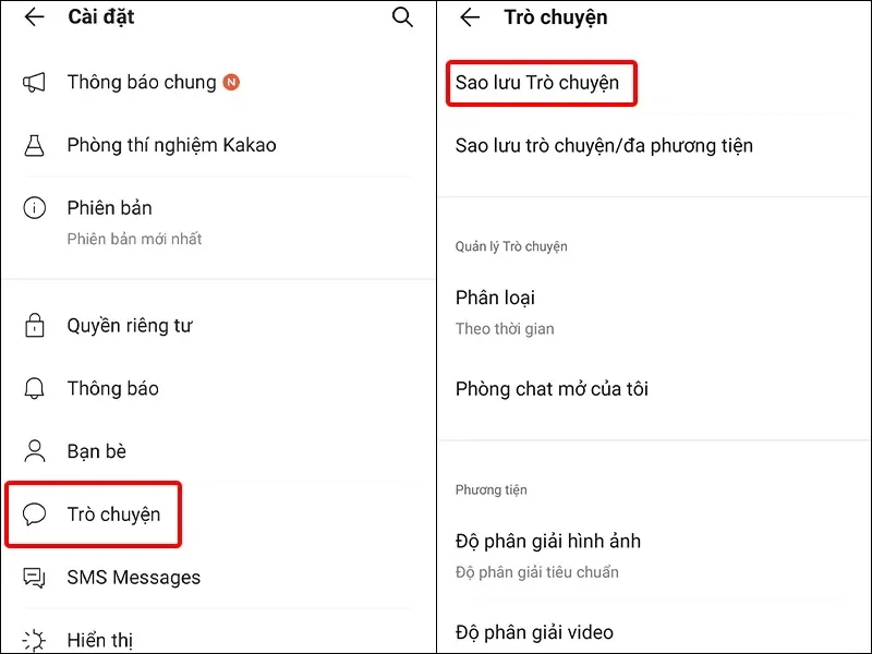 Hướng dẫn sao lưu trò chuyện trên ứng dụng KakaoTalk