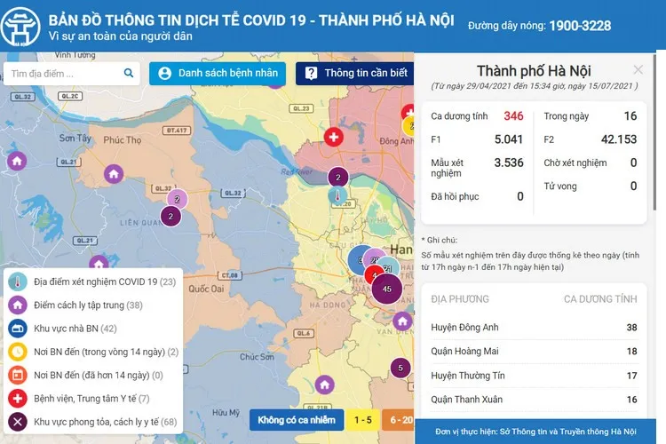 Hướng dẫn sử dụng COVIDmap Hà Nội tra cứu thông tin