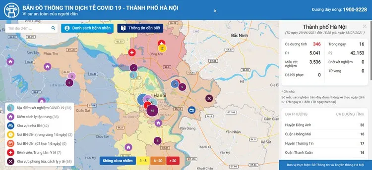 Hướng dẫn sử dụng COVIDmap Hà Nội tra cứu thông tin