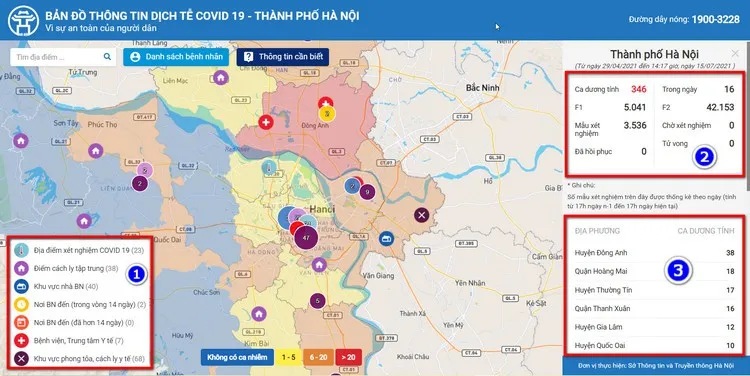 Hướng dẫn sử dụng COVIDmap Hà Nội tra cứu thông tin