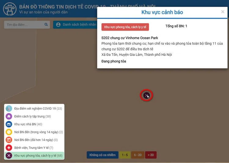 Hướng dẫn sử dụng COVIDmap Hà Nội tra cứu thông tin