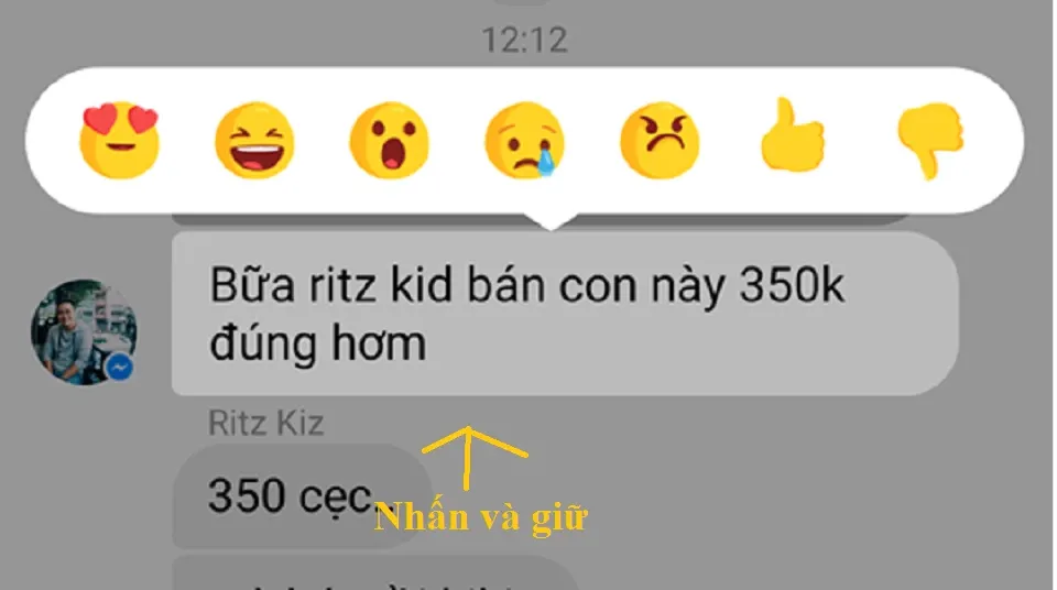 Hướng dẫn sử dụng tính năng Reaction (biểu tượng cảm xúc) trên Messenger