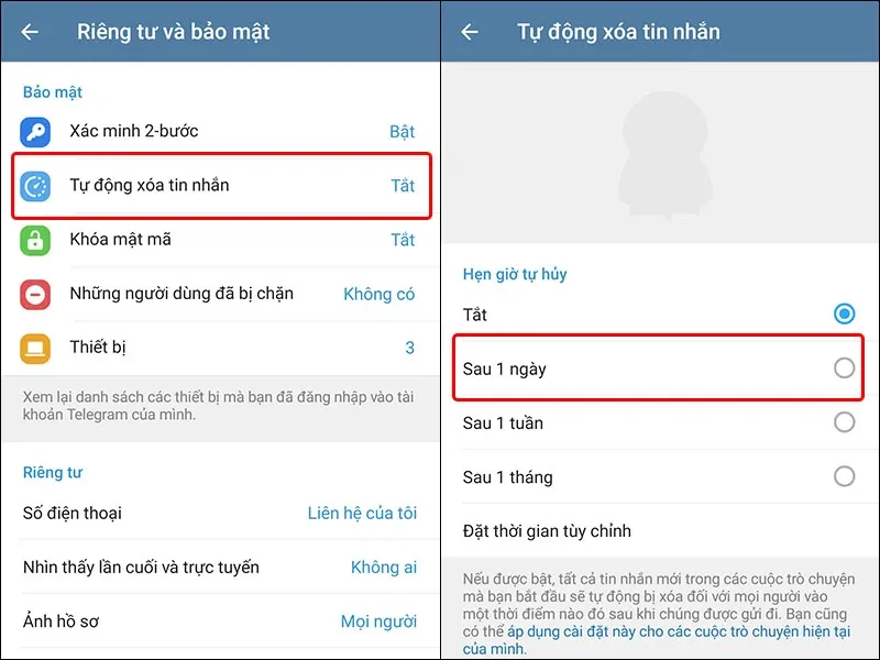 Hướng dẫn sử dụng tính năng tự động xóa tin nhắn trên Telegram vô cùng đơn giản