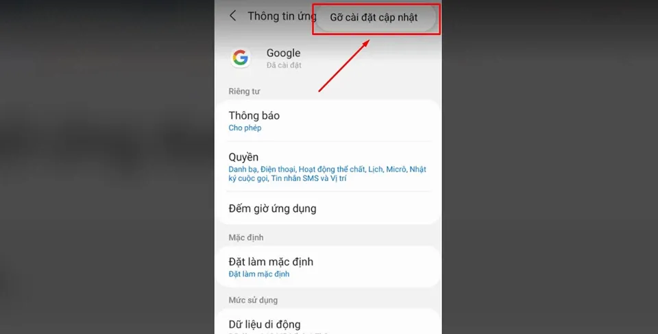 Hướng dẫn sửa lỗi Google tiếp tục dừng trên điện thoại Android