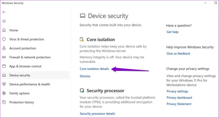 Hướng dẫn sửa lỗi Memory integrity is off trên Windows 11