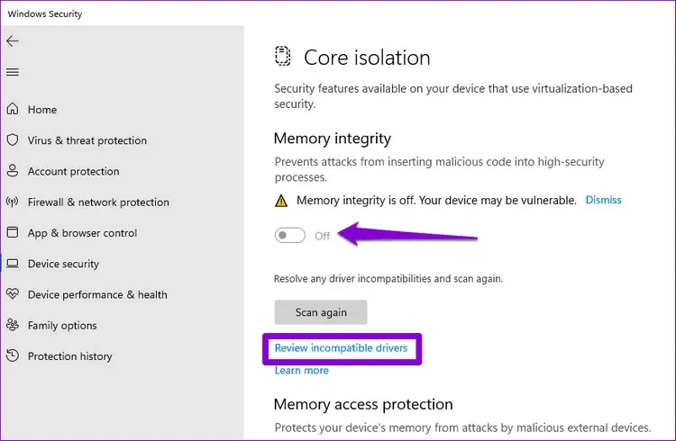 Hướng dẫn sửa lỗi Memory integrity is off trên Windows 11