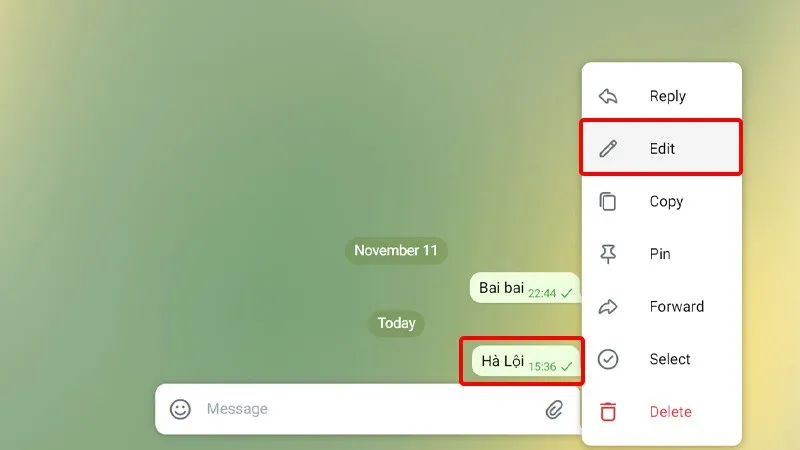 Hướng dẫn sửa tin nhắn đã gửi trong Telegram trên điện thoại, máy tính cực đơn giản