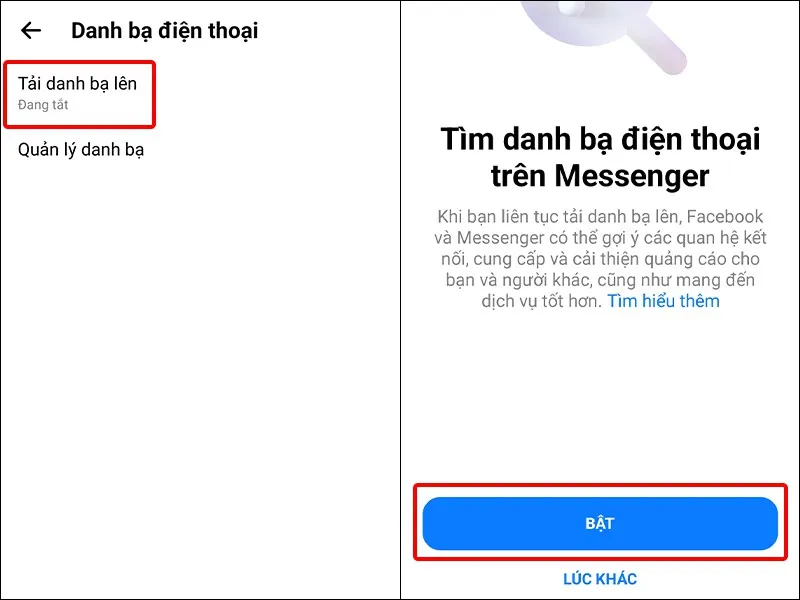 Hướng dẫn tải danh bạ lên Messenger trên điện thoại cực nhanh