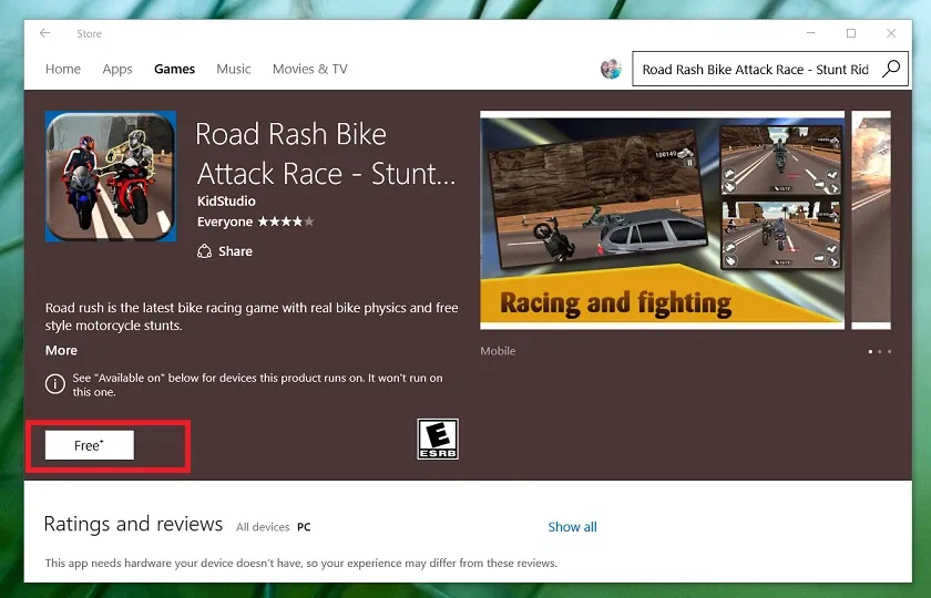 Hướng dẫn tải game Roadrash cho Win 10