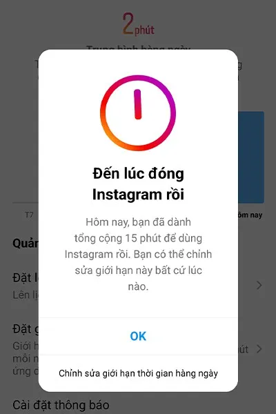 Hướng dẫn tạo giới hạn thời gian sử dụng trên Instagram cực dễ