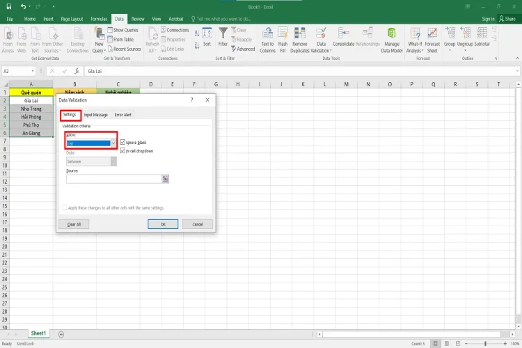 Hướng dẫn tạo lựa chọn trong Excel đơn giản và chi tiết nhất