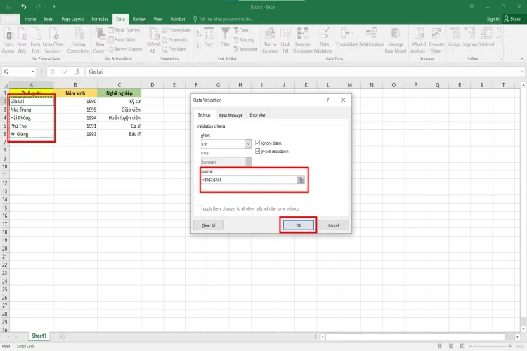 Hướng dẫn tạo lựa chọn trong Excel đơn giản và chi tiết nhất