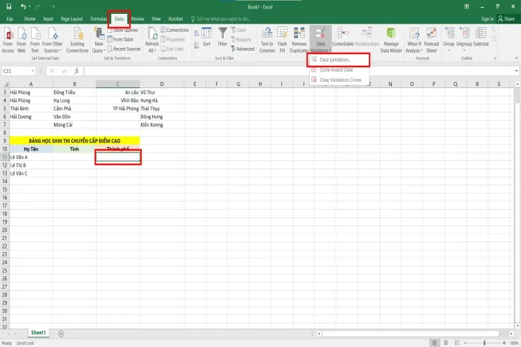 Hướng dẫn tạo lựa chọn trong Excel đơn giản và chi tiết nhất