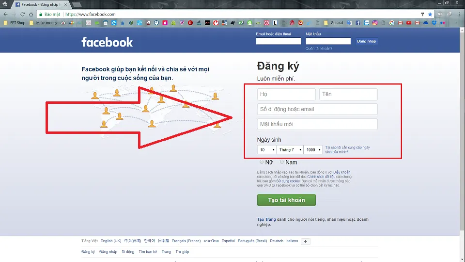 Hướng dẫn tạo tài khoản trên mạng xã hội Facebook