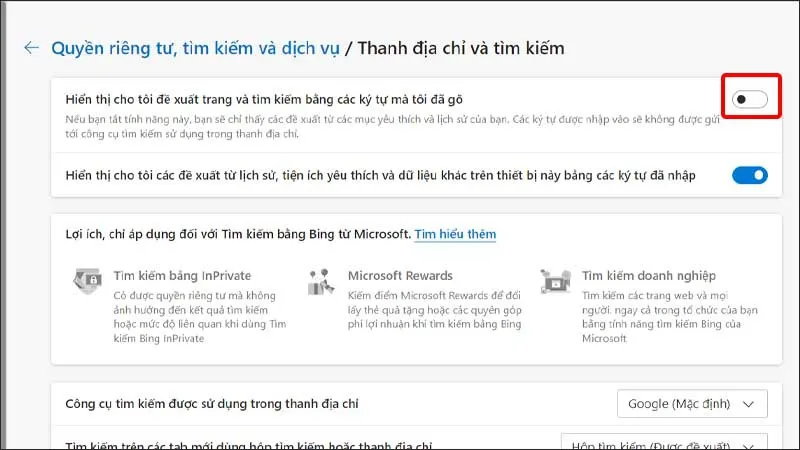 Hướng dẫn tắt đề xuất tìm kiếm trong Microsoft Edge đơn giản, nhanh chóng