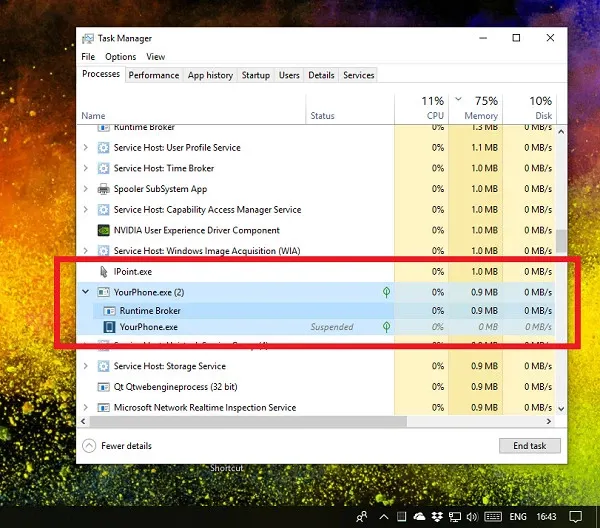 Hướng dẫn tắt tiến trình YourPhone.exe trên Windows 10