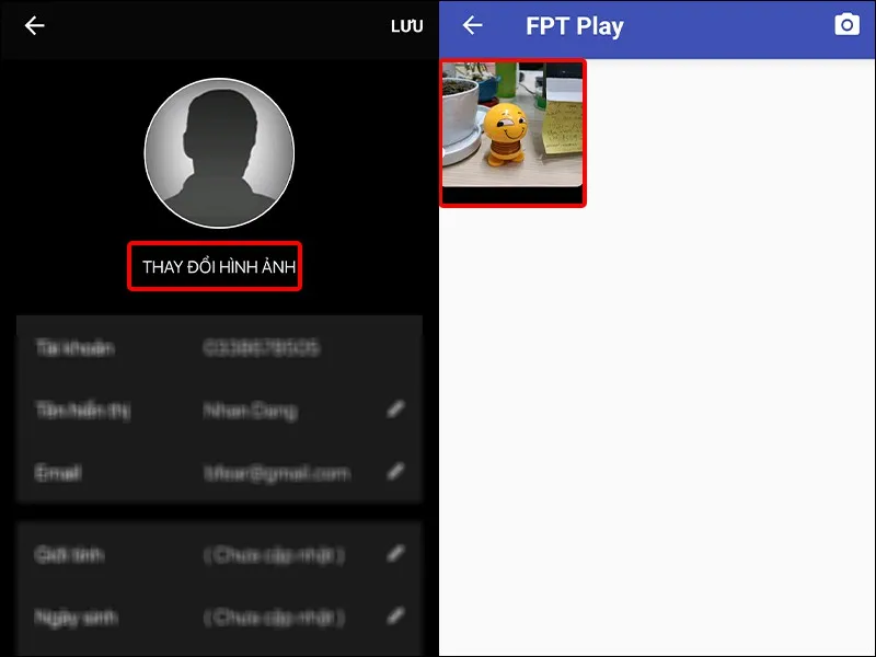 Hướng dẫn thay đổi ảnh đại diện trên ứng dụng FPT Play