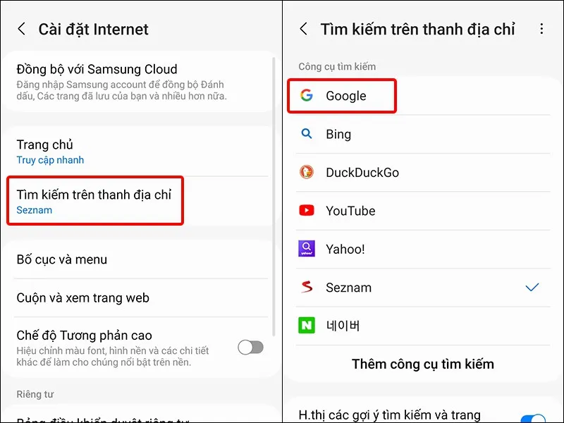 Hướng dẫn thay đổi công cụ tìm kiếm trên Samsung Internet cực đơn giản