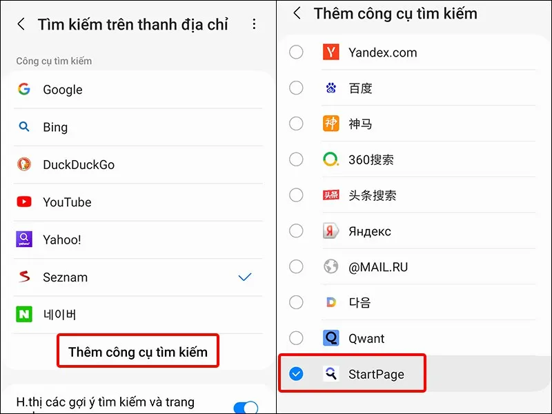 Hướng dẫn thay đổi công cụ tìm kiếm trên Samsung Internet cực đơn giản