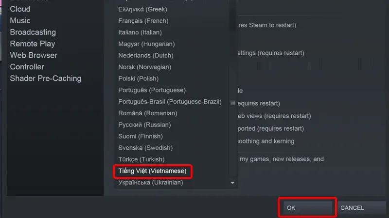 Hướng dẫn thay đổi ngôn ngữ trên Steam sang tiếng Việt