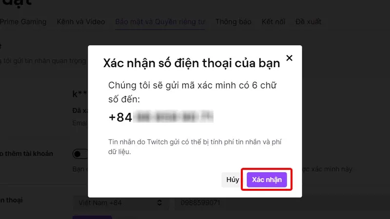 Hướng dẫn thêm số điện thoại vào tài khoản Twitch một cách đơn giản