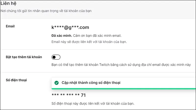 Hướng dẫn thêm số điện thoại vào tài khoản Twitch một cách đơn giản