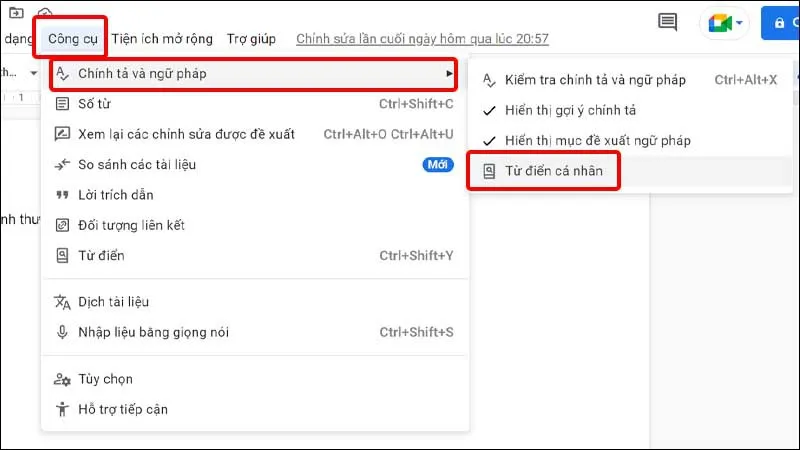 Hướng dẫn thêm và xóa từ trong từ điển Google Docs một cách nhanh chóng