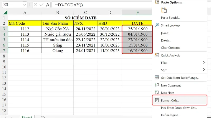 Hướng dẫn theo dõi hạn sử dụng sản phẩm trên Excel một cách trực quan