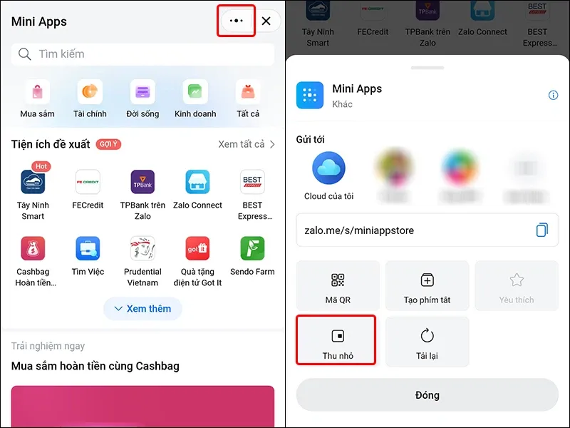 Hướng dẫn thu nhỏ Mini Apps trên Zalo giúp bạn sử dụng công cụ một cách tiện lợi