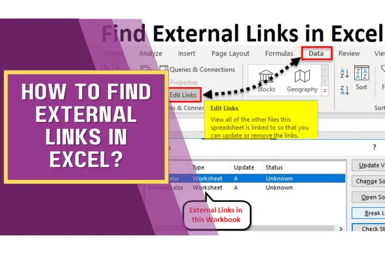 Hướng dẫn tìm, ngắt và xóa tham chiếu liên kết ngoài trong Excel
