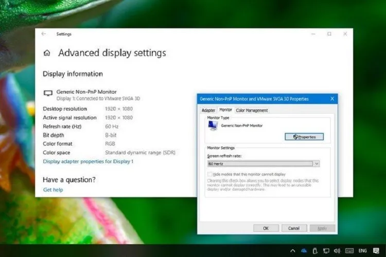 Hướng dẫn tinh chỉnh tần số quét màn hình Windows 10