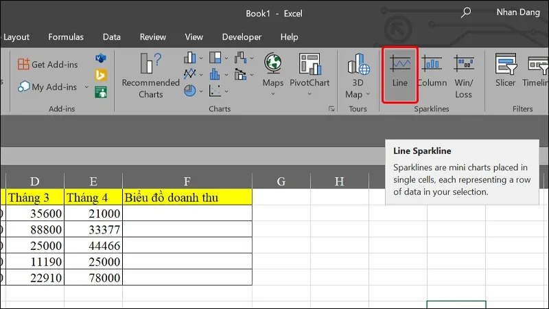 Hướng dẫn vẽ biểu đồ tăng trưởng nằm gọn trong ô Excel đơn giản, nhanh chóng