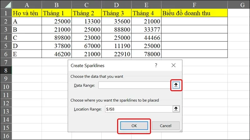 Hướng dẫn vẽ biểu đồ tăng trưởng nằm gọn trong ô Excel đơn giản, nhanh chóng